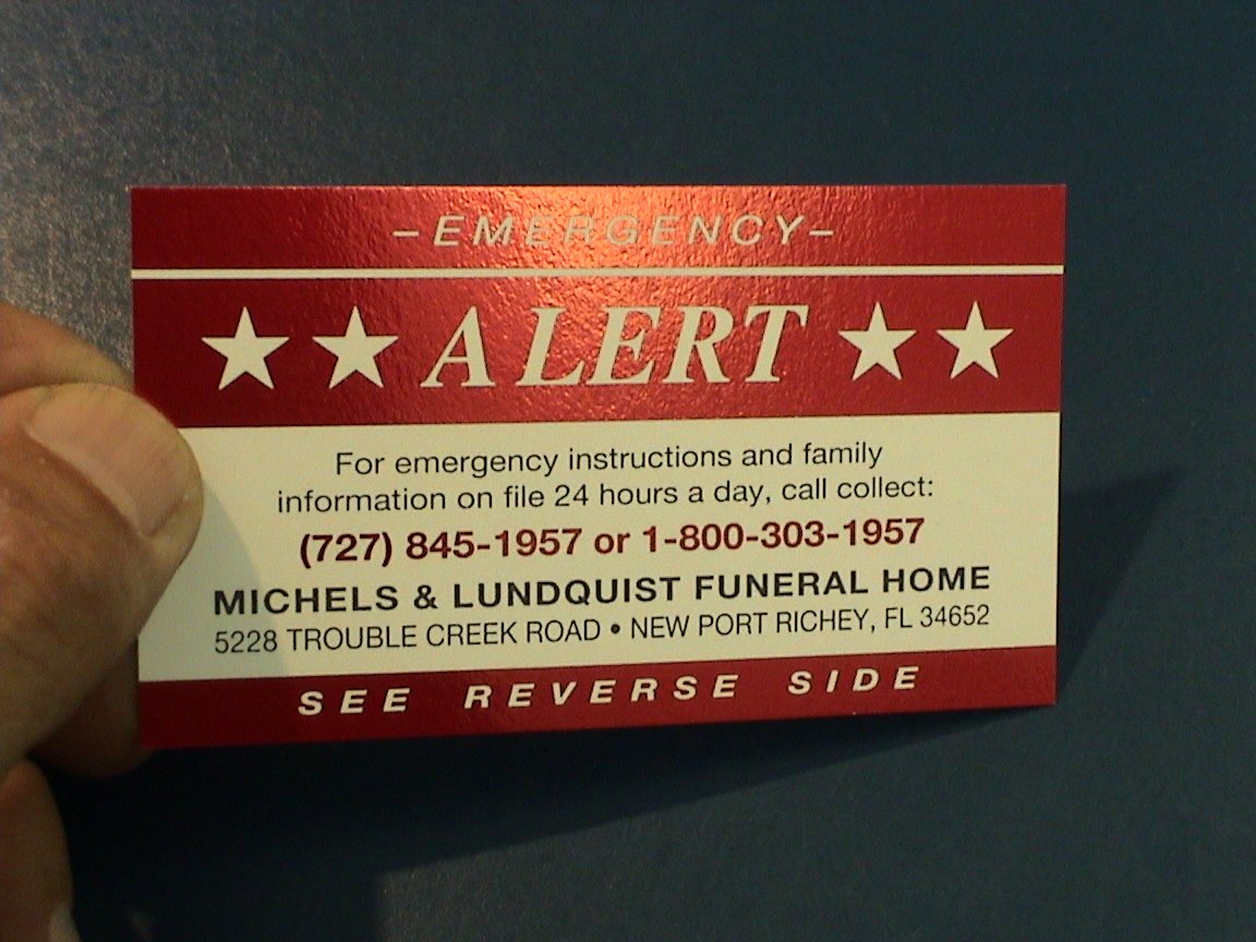 RED FOIL EMERGENCY CARD