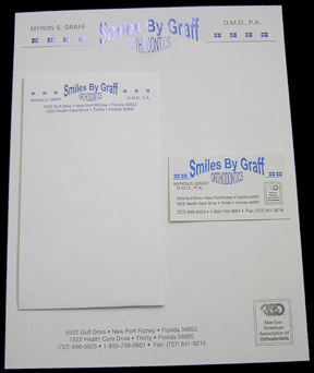 Stationery - Blue Foiled Letterhead, Envelopes & Business Cards
